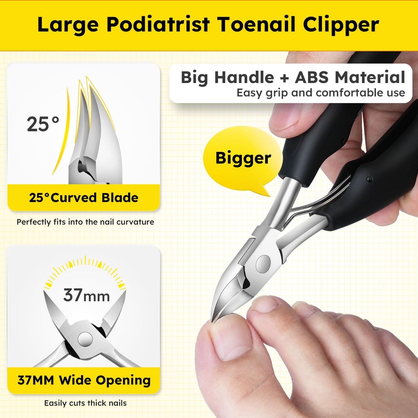 Nail Clippers for Seniors, Heavy Duty Ingrown Toenail Clippers with Long Handle, Woodpecker Angled Head Toe Nail Clippers and Slanted Nail Cutter for Thick Nail for Men Women Pregnant Elderly 6Pcs