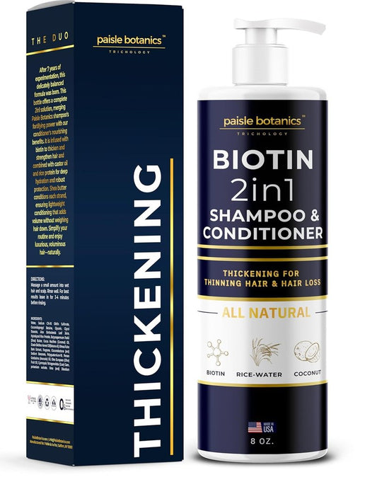 Biotin 2-in-1 Shampoo & Conditioner for Thinning Hair - Natural Hair Growth Treatment for Men & Women | Thickening Formula