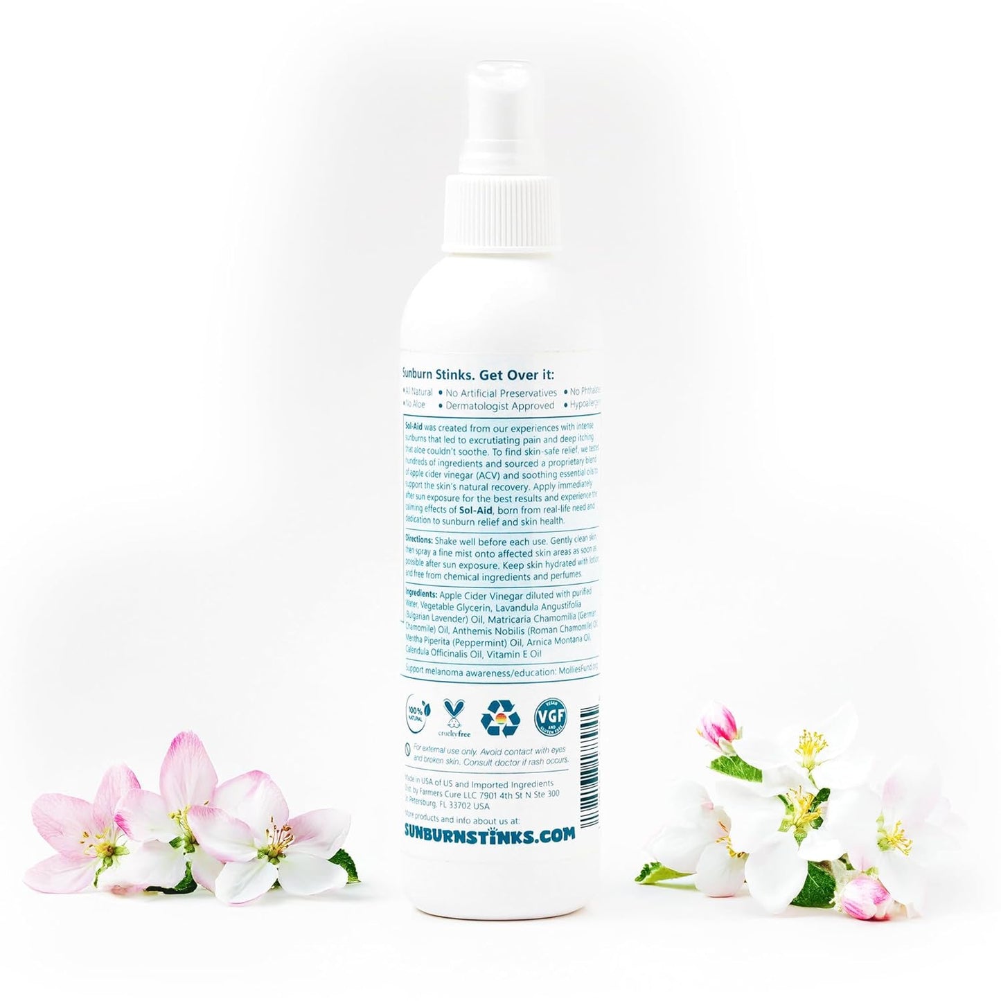 Sol Aid After Sun Nourishing Mist - 100% Natural ACV Repair Spray | 8 Fl Oz