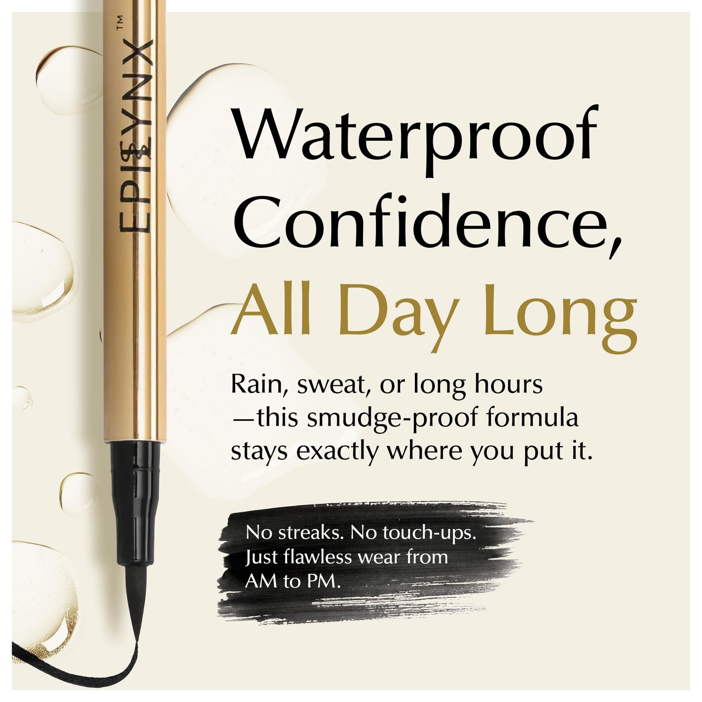 EPILYNX Liquid Eyeliner - Hypoallergenic Eyeliner with Fine Brush Tip, Long-Lasting Waterproof Eye Liner - Cruelty-Free, Vegan, Gluten-Free, Smooth Application Liquid Eye Liner, Black 2mL