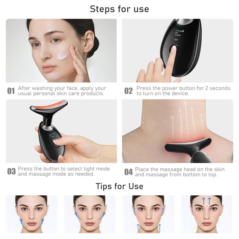 Cocobeen Face Neck Tool for Skin Care, Electric Neck Face Lifting Device for Wrinkle Removal (Black)