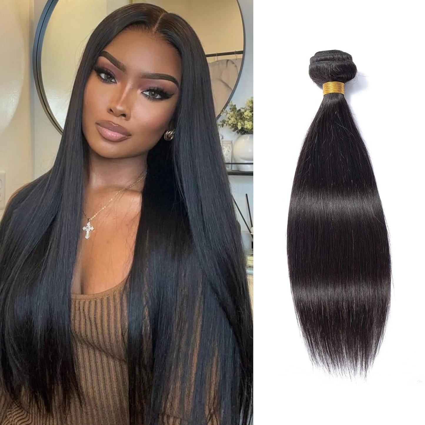 Virgin Straight Hair Bundles - 18 Inch Unprocessed Remy Human Hair | Natural Black Weave Extensions for Women