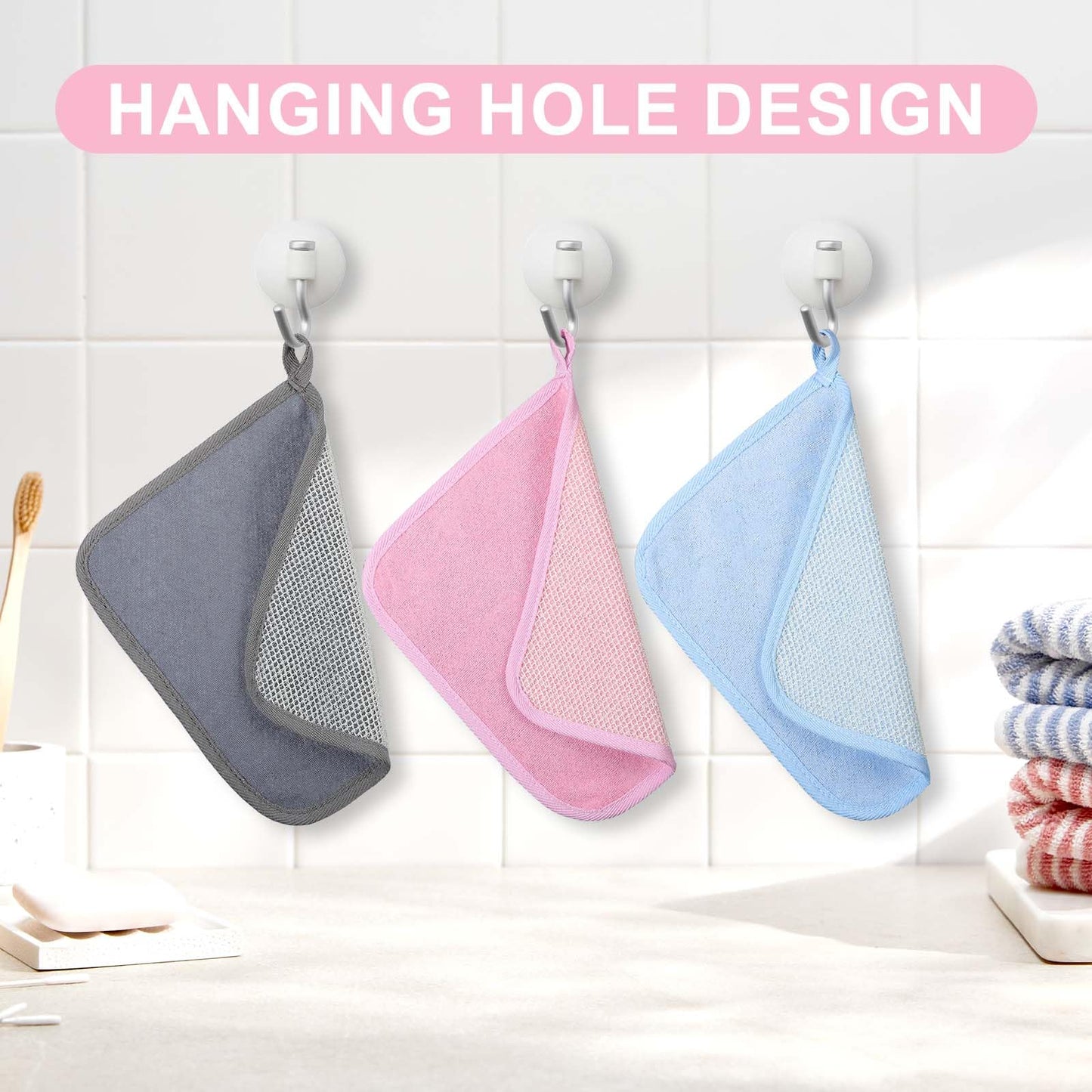 Molain 20 Pcs Exfoliating Washcloths, Double Sided Wash Cloths for Showering, Exfoliating body scrubber, Exfoliating Shower Towel for Women and Men