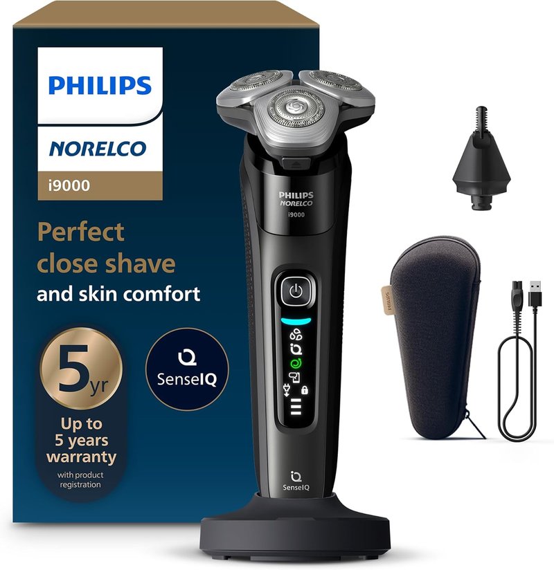 Philips Norelco Shaver i9000 - Wet & Dry Electric Shaver with SenseIQ Technology | Triple Lift & Cut System, Black