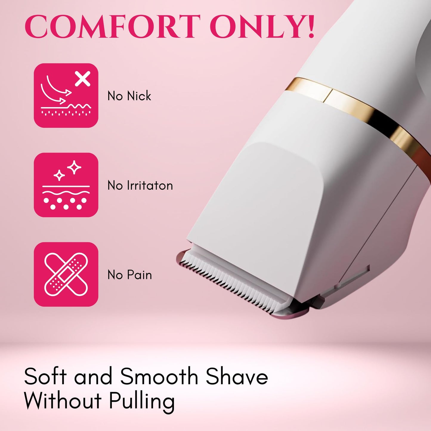 Paradise Bliss Quality 5-in-1 Bikini Trimmer Electric Razors with USB Cord, Excellent Facial Hair Elimination, Wet/Dry Body Shaver for Nose, Eyebrows, Beard, Leg, and Arm, IPX7 Waterproof (White)