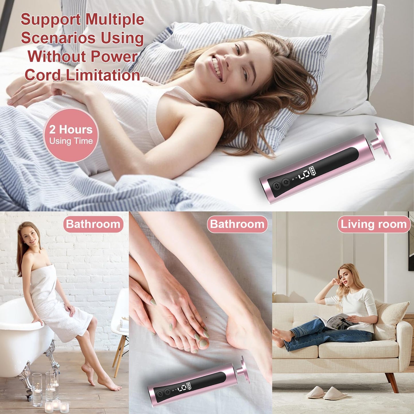 2 in 1 Electric Foot Callus Remover - with Nail Drill File, Aluminum Alloy, 11000RPM, 9 Speeds, with Digital Display, 10 Grinding Heads & 20pcs Sandpaper Discs,Cordless Rechargeable (Pink)