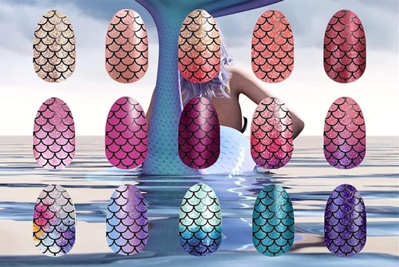 Mermaid Nail Polish Strips - Black & Clear Overlay | Easy Application, Long-Lasting Finish