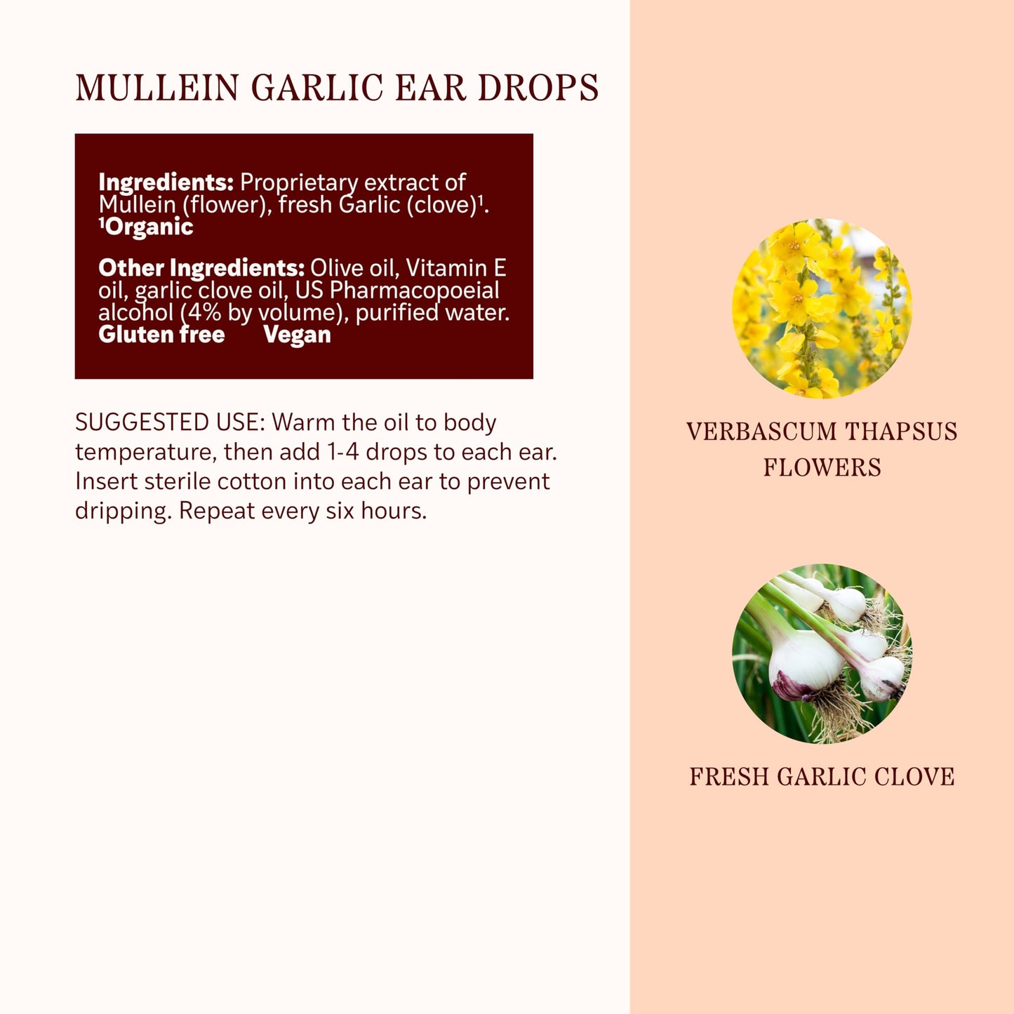 Herbs Etc. Mullein Garlic Ear Drops - Comfort Blend to Soothe Ear Irritation - Fast-Acting Drops - Garlic & Mullein - Gluten-Free, Organic & Vegan - 1 fl oz