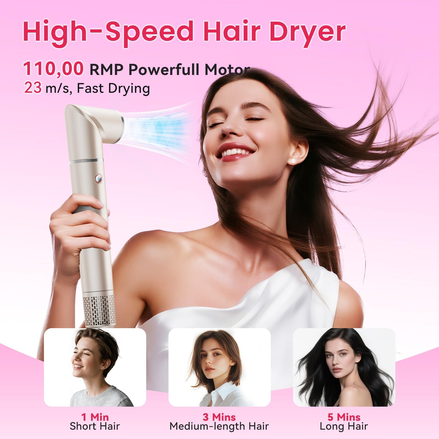 Heyfeel 5 in 1 Hot Air Styler - Professional Hair Dryer Brush with No Heat Damage, High-Speed Negative Ionic Hair Dryer, Frizz-Free Blow Dryer Brush for Drying Curling Volumizing Straightening