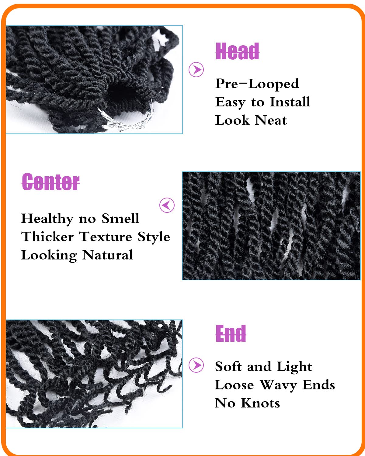 TOZIKA 6 Packs Senegalese Twist Crochet Hair 18 Inch Crochet Braids Senegalese Twists Synthetic Braiding Hair Extension (TBUG#, 18 Inch)