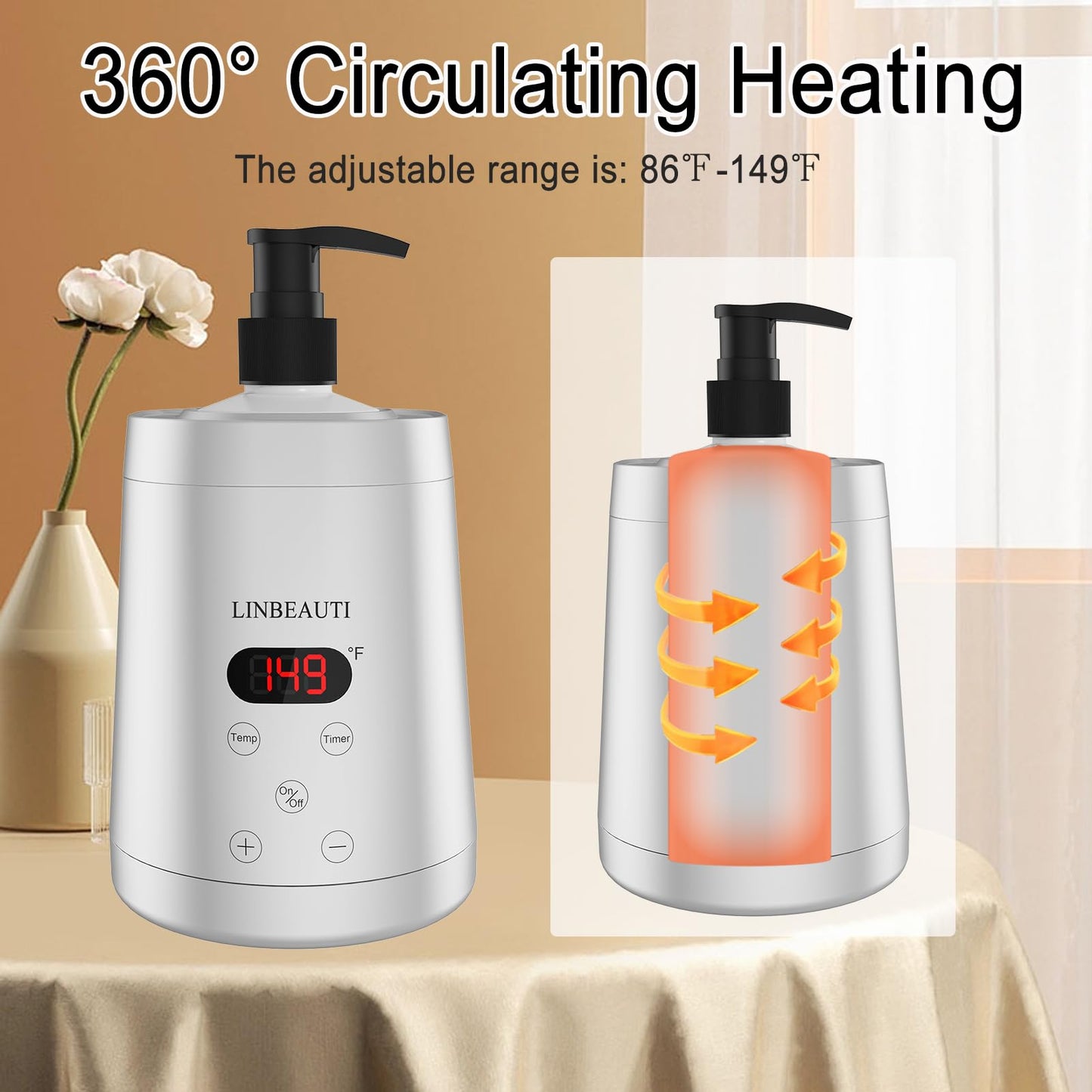 Professional Massage Oil Warmer Bottle Lotion Heater for SPA, Automatic Oil Warmer Heated Essential Lotion Cream with Two Oil Bottle Dispenser for Salon, Barber Shops, Home