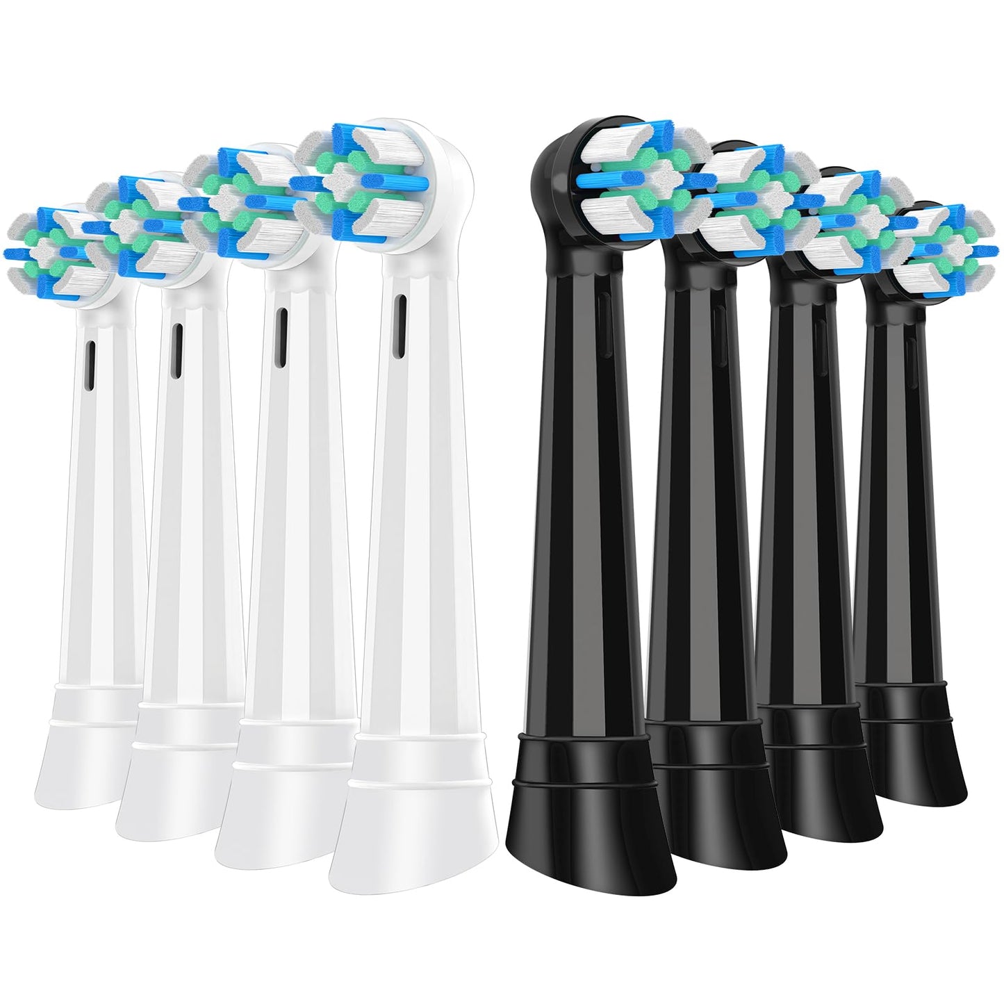 8 Count IO Replacement Heads Compatible with Oral B IO 2/3/4/5/6/7/8/9/10 Series Electric Toothbrushes, Medium Softness Brush Heads Compatible with Oral B iO for Teeth and Gums Care (Black White)