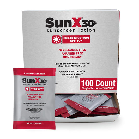 CoreTex Sun X 30+ SPF Individual Sunscreen Packets Travel Size - Bulk Pack of 100 Paraben, Oxybenzone, & Oil Free Broad Spectrum Sunscreen - No White Cast and Water & Sweat Resistant Up to 80 Minutes