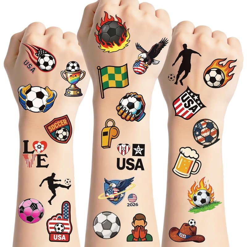 Temporary Soccer Tattoos Set - 100 Premium Football Designs, Easy Application for Parties & Events