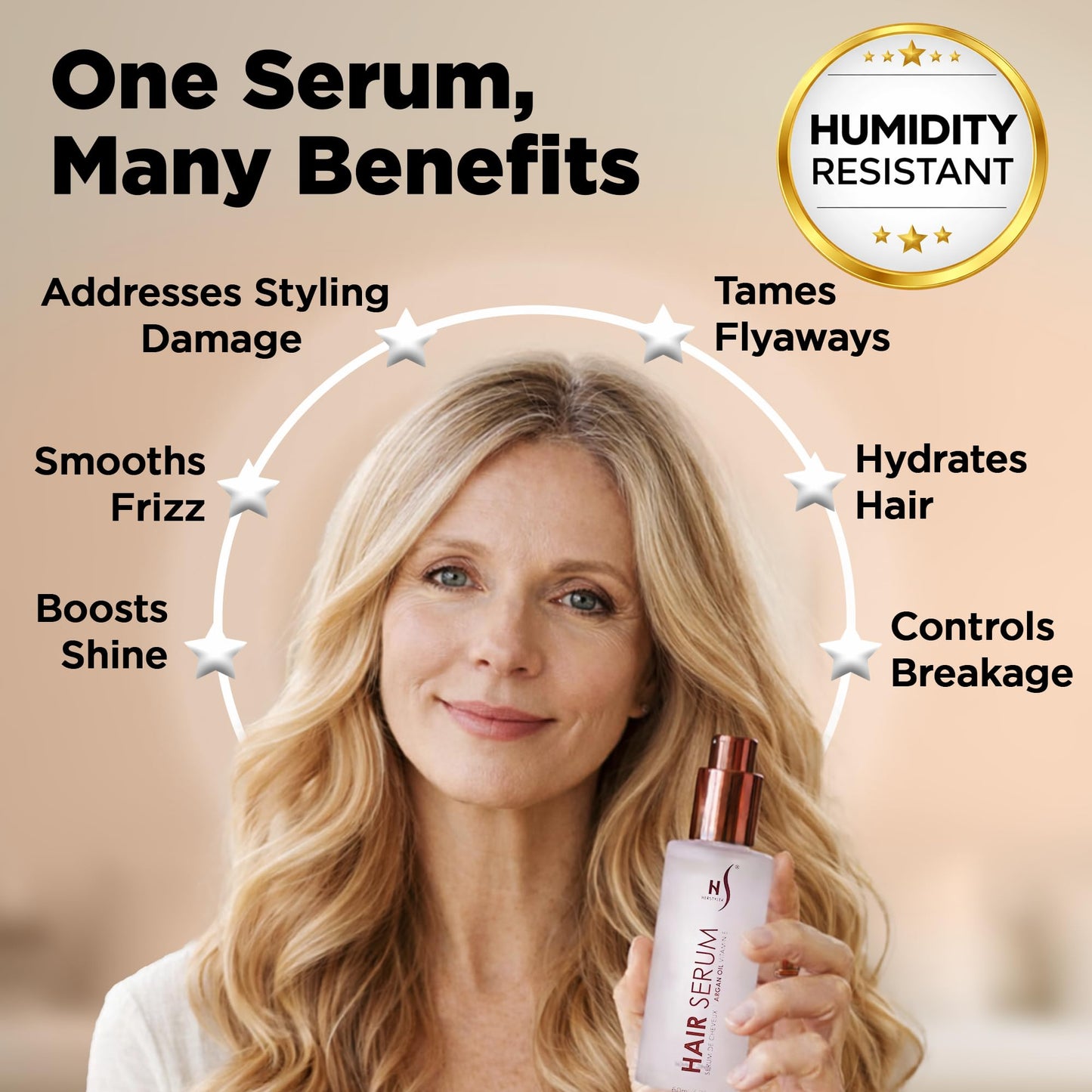 HerStyler Hair Repair Serum - Argan Oil Hair Serum for Frizzy and Damaged Hair - For Frizz, Styling and Shine - Lightweight - Hydrating - Fast Absorbing - For Thicker, Fuller Hair - 2 Fl Oz - 4 Pack