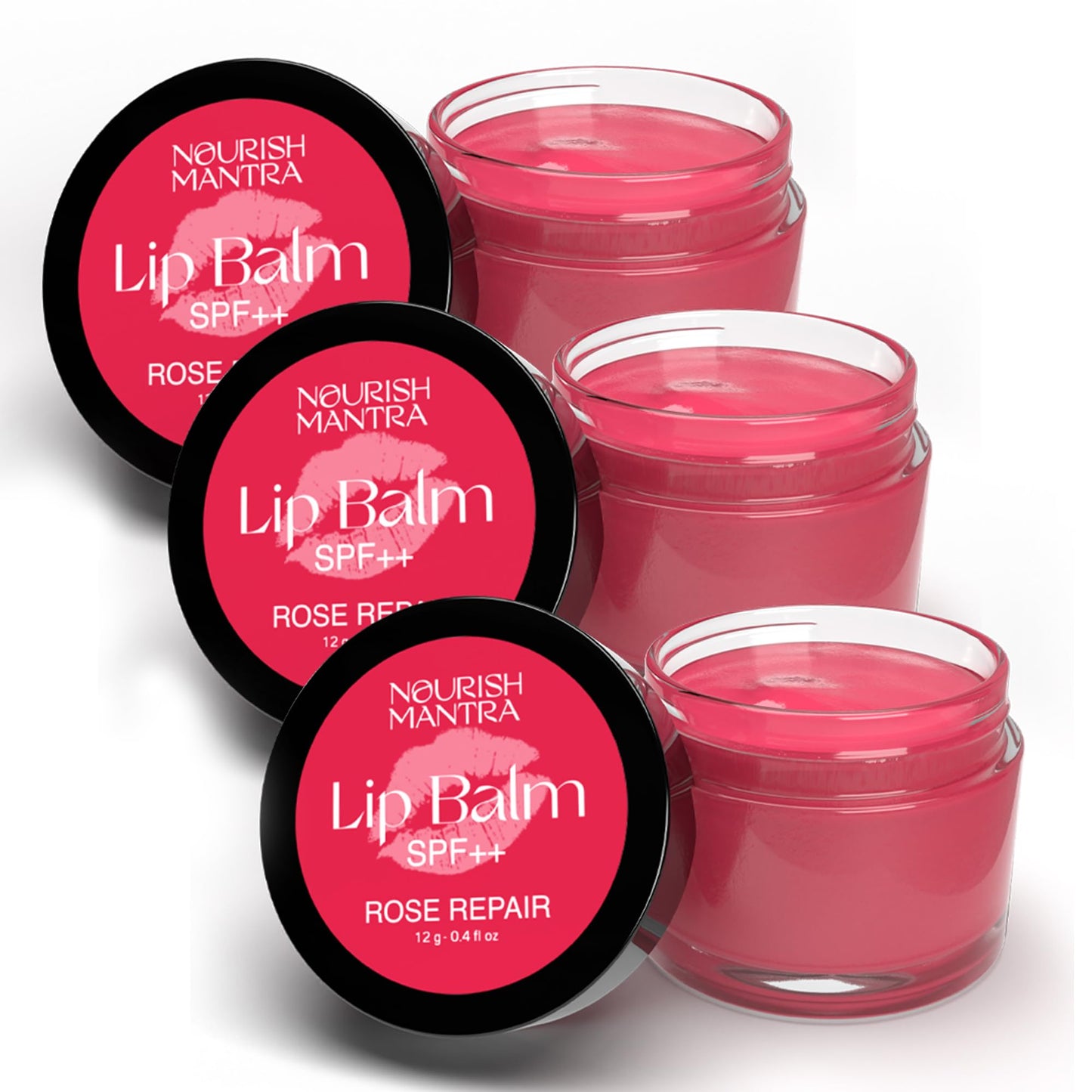 Nourish Mantra Rose Repair Lip Balm with SPF | Made with Rose Extracts, Olive oil, Shea Butter, Vitamin E & Avocado Oil | For Dry, Chapped and Dark Lips | Best for Both Women and Men | 12g