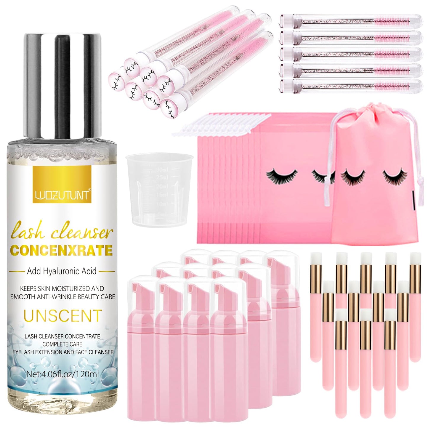 4.06fl oz Lash Shampoo Concentrate for Lash Extensions, Lash Cleanser Concentrate Eyelash Extension Professional Lash Cleanser Kit Natural Foaming