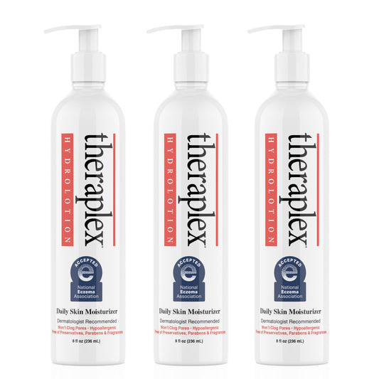 THERAPLEX Hydrolotion - Daily Skin and Body Moisturizer, No Parabens Or Preservatives, Noncomedogenic, and Hypoallergenic, Fragrance-Free, Dermatologist Recommended 3 Pack