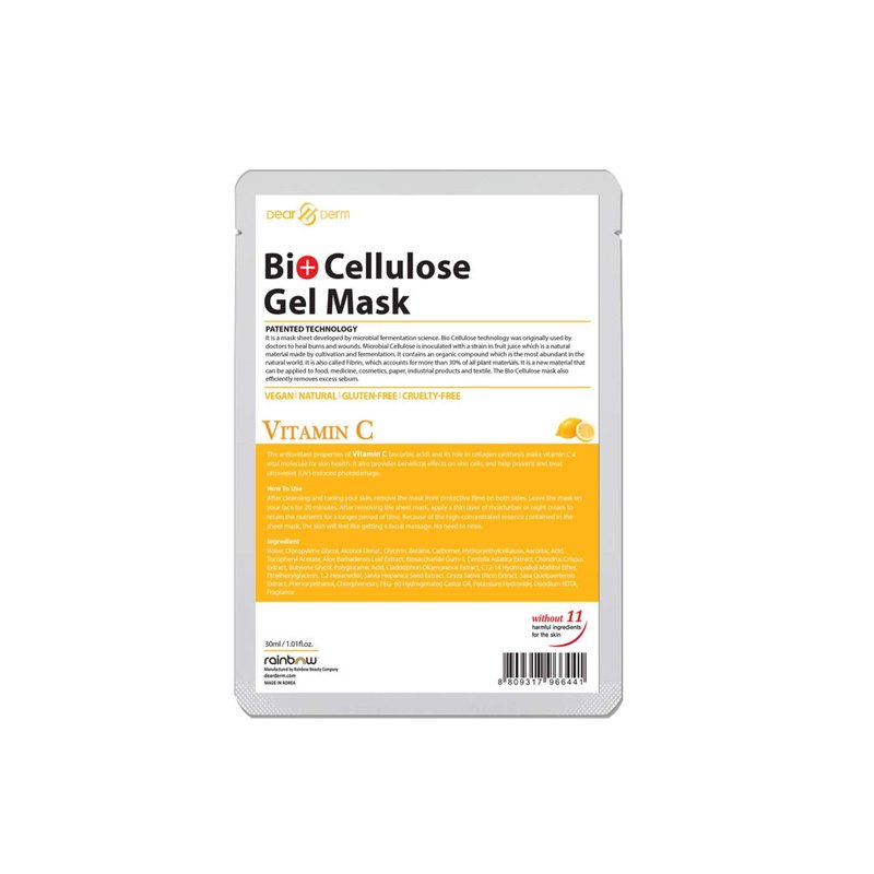 Dear & Derm Bio Cellulose Gel Mask, Skincare Face sheet mask, Facial sheet mask - Vitamin C x 10 sheets