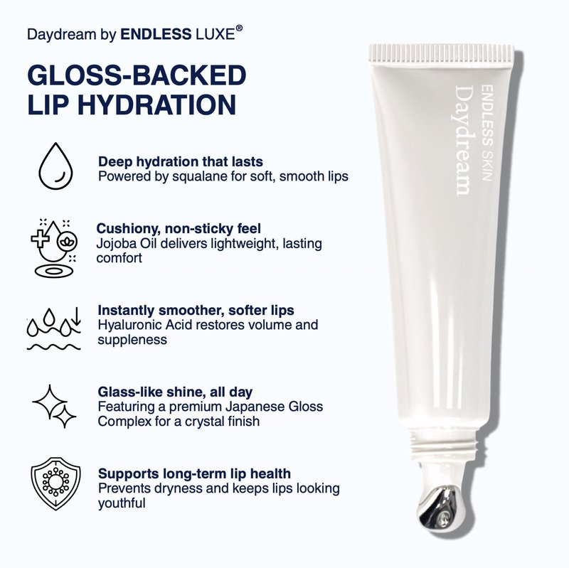 Endless Skin - Daydream - Natural Vanilla Flavor Lip Balm with Jojoba Oil, Hyaluronic Acid and Squalane - Ultra Glossy Finish that Nourishes and Hydrates Your Lips - Vegan and Paraben Free - 15ml