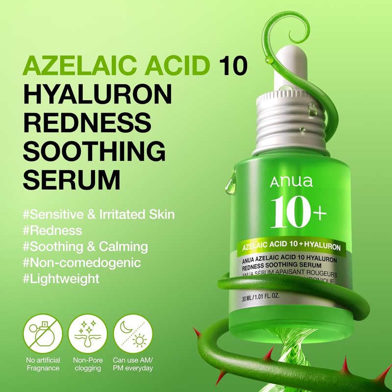 Anua Azelaic Acid Serum - Soothing Hydrating Facial Serum for Blemish-Prone Skin | 1.01 fl oz