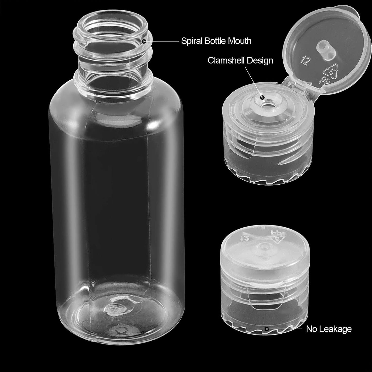 ZEONHAK 110Pcs 1oz (30ml) Plastic Travel Empty Bottles, Clear Flip Cap Squeeze Sample Bottle, Refillable Plastic Containers for Toiletries, Lotion, Shampoo, Cosmetics
