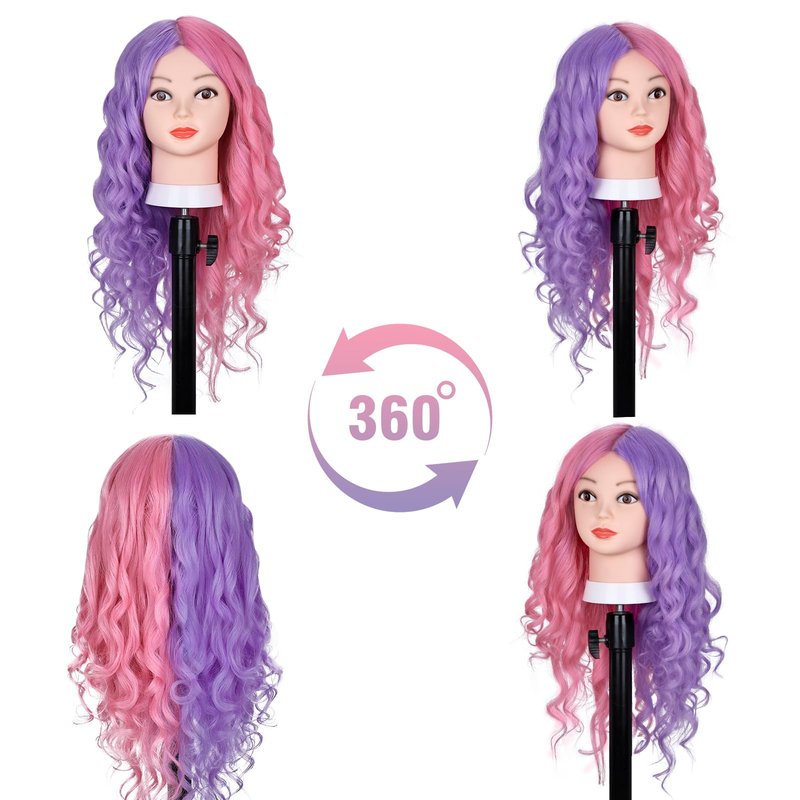 Mannequin Head with 60% Real Human Hair, Beauty star 26" Cosmetology Manikin Head, Doll Head for Hair Styling to Practice on, Hairdressing Training Braiding Heads with Clamp Stand Holder Kit
