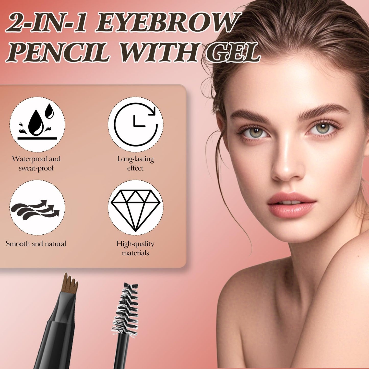 2-in-1 Eyebrow Pencil with Gel,2025 NEW Waterproof Magic Eyebrow Pencil,Dual-Ended 3D Microblading Eyebrow Pen with 4 Tip & Eyebrow Brush, Makeup Long-Lasting Eyebrow Pen for Women (4PCS)