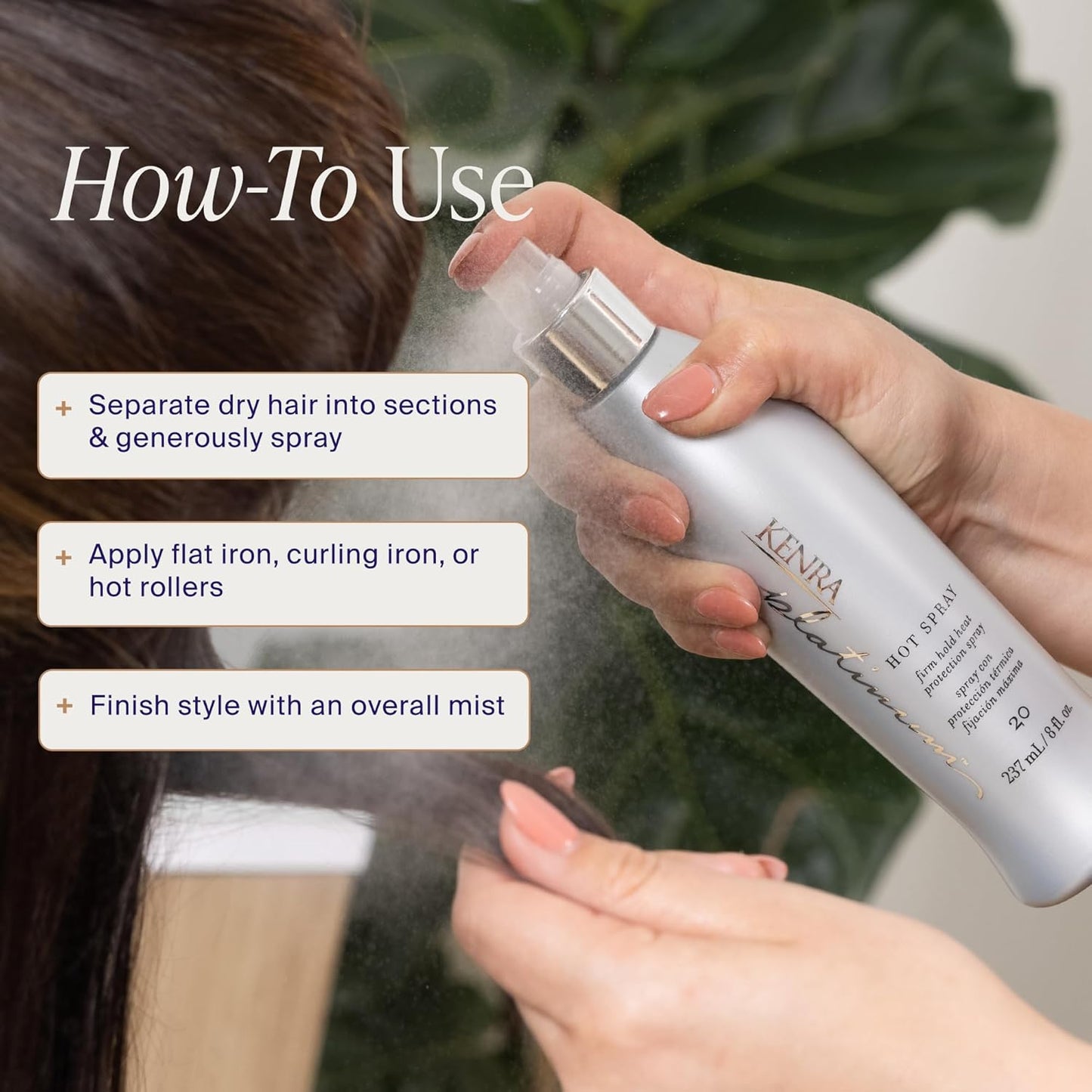 Kenra Platinum Hot Spray 20 - Heat Protection Styler for All Hair Types | Long-Lasting Hold & Vibrant Shine