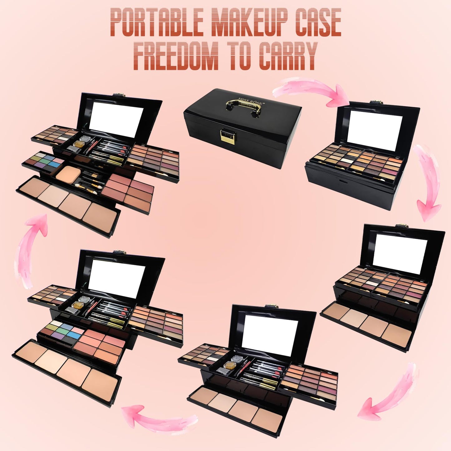 Joyeee All-in-One Makeup Gift Set Travel Makeup Kit Complete Starter Makeup Bundle Lipgloss Lipstick Concealer Blushes Powder Eyeshadow Palette Cosmetic Palette for Teen Girls & Adults #14