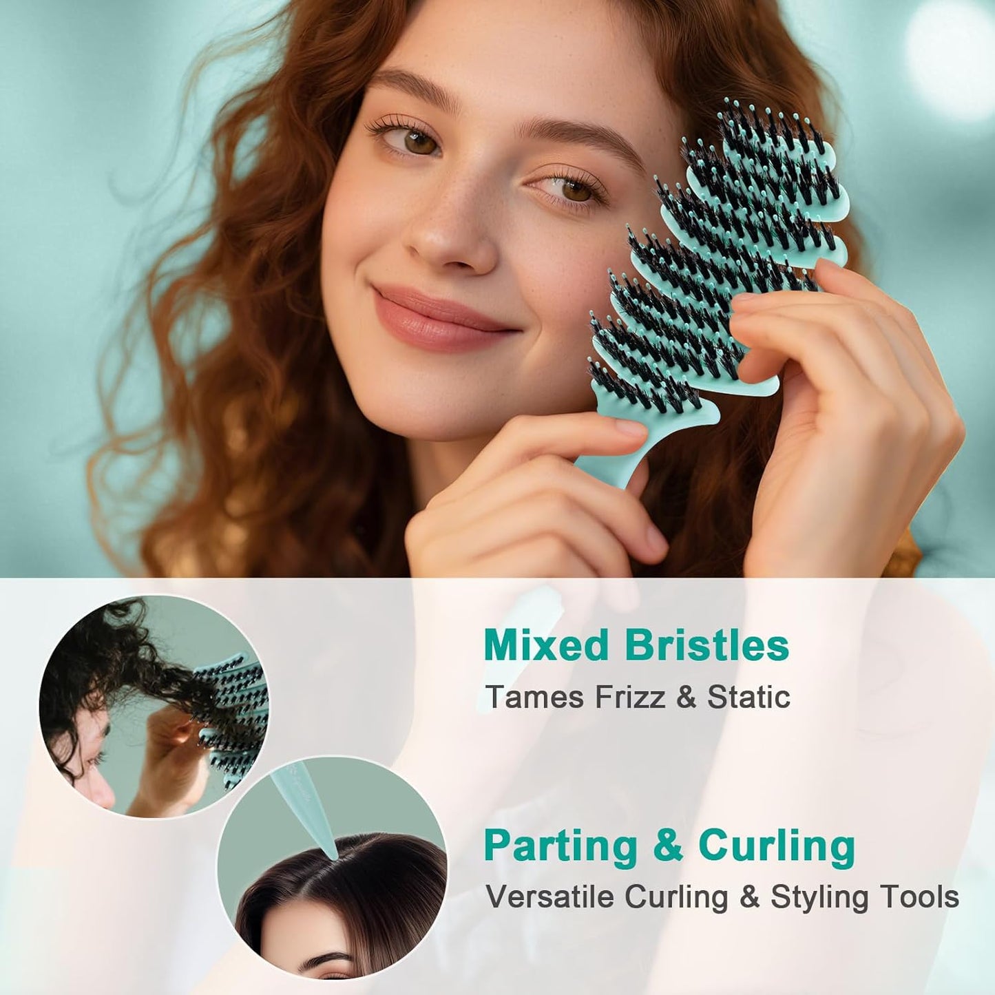 Lynnieëlle Boar Bristle Hair Brush for Fine Hair - Ultimate Smoothing Vented Detangler Wet Brush for Women, Gentle Scalp Massage, A Great Gift