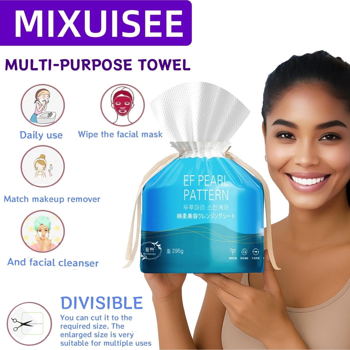 MIXUISEE face towels roll,Hanging face towels disposable,100% cotton towels