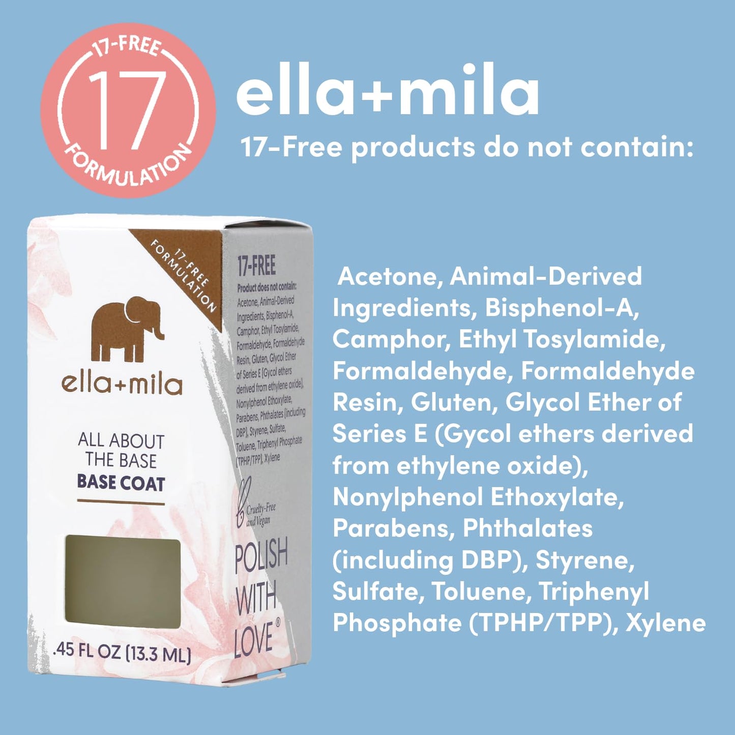 ella+mila Ridge Filler Base Coat - Smoothing Nail Treatment, Clear