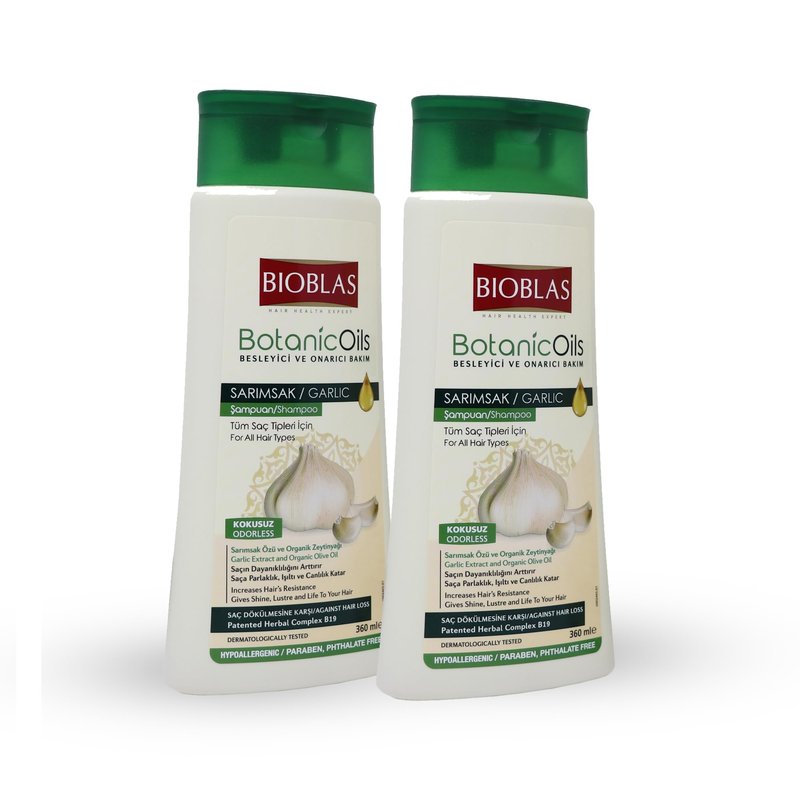 Bioblas Garlic Shampoo - Odorless & Unscented Hair Growth Formula for Men & Women - Clarifying Treatment to Cleanse Roots & Scalp - Hair Thickening & Anti-Thinning Solution (2 Pack)