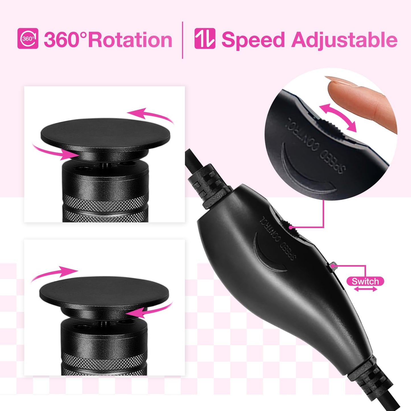 Hocent Upgrade 1200RPM Electric Callus Remover for Feet, Powerful Electric Foot File with 60 Sandpaper Discs, Adjustable Speed, Plug-in Pedicure Tool for Cracked Heels & Dead Skin, Black
