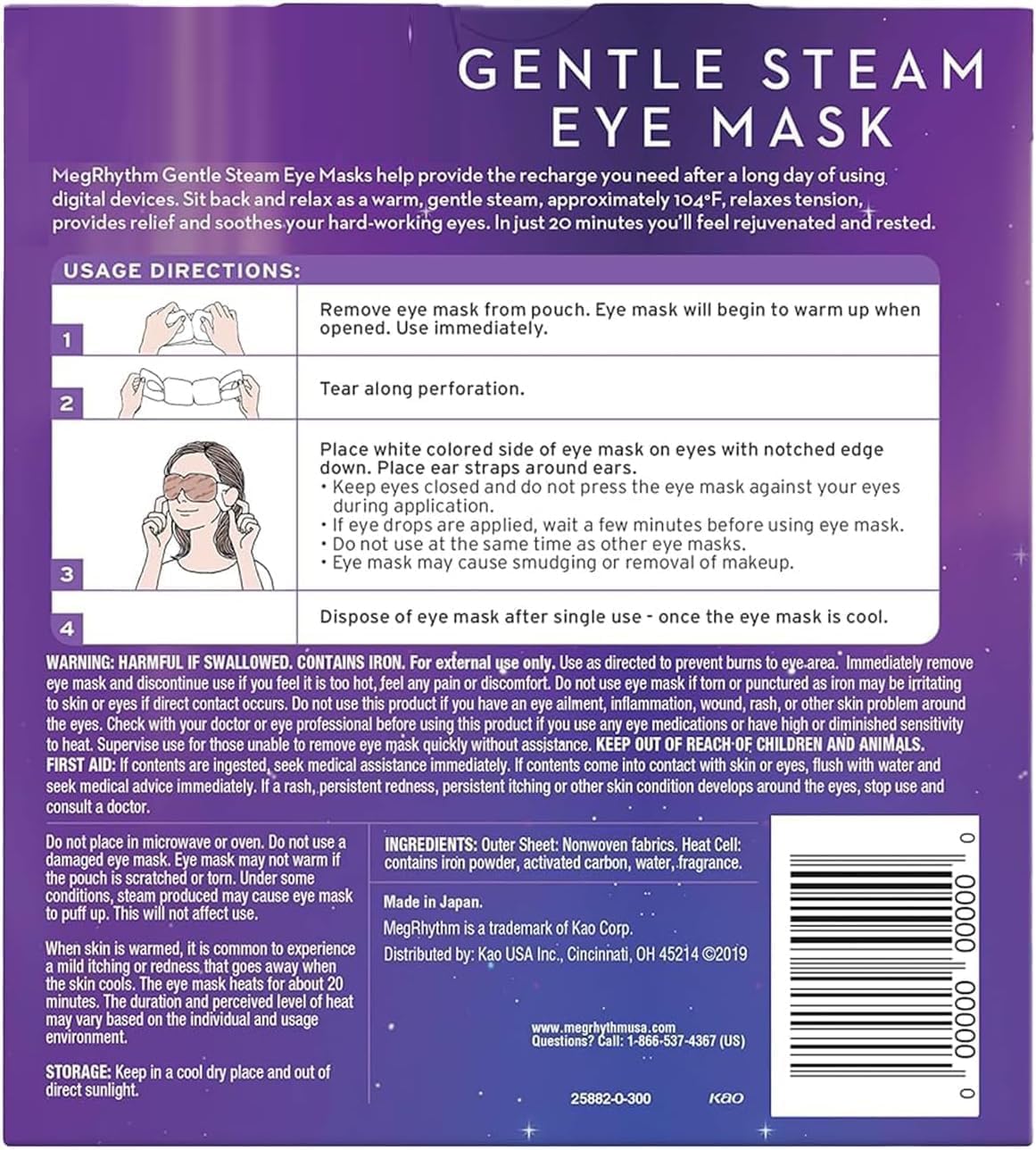 Import from Japan Megurism Gentle Steam Hot Eye Mask,Heated Eye Mask Warm Compress for Eyes,Pack of 12,Relaxation Gifts for Woman (2 Boxes, No Scent)
