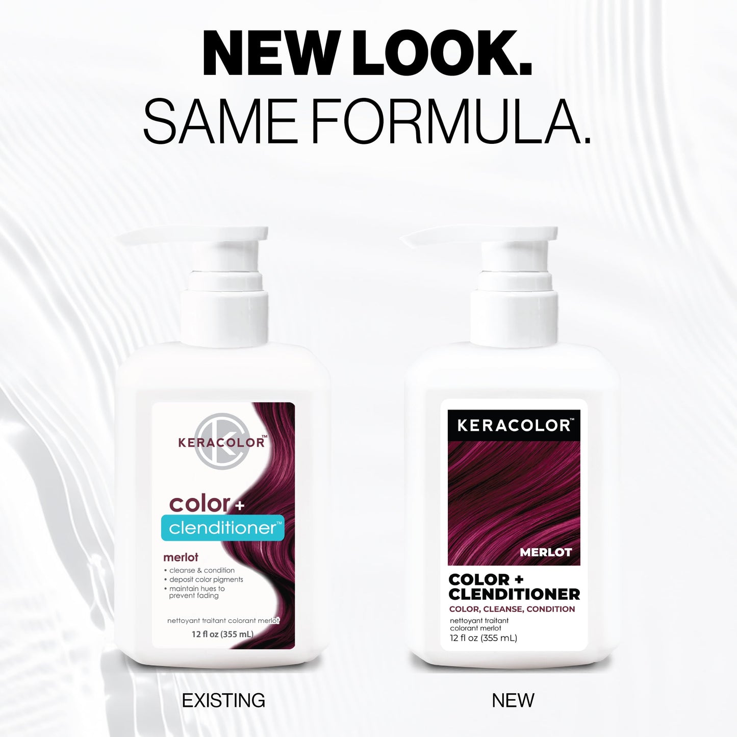 Keracolor Color + Clenditioner 3-in-1 Color-Depositing Conditioner, Gently Cleanses & Conditions, Semi-Permanent Merlot Hair Color, 12 Fl Oz