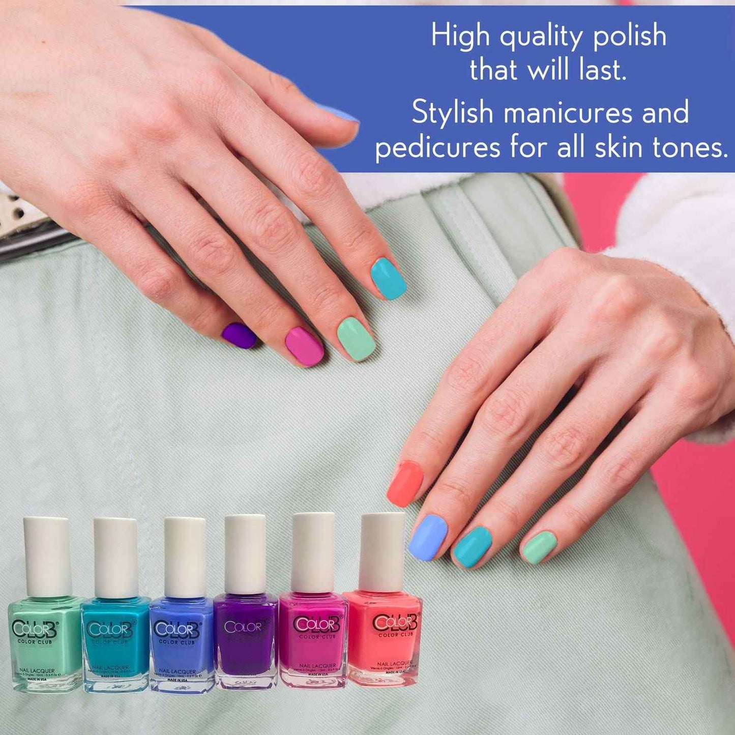 Color Club Vacation Nail Lacquer Set of 6 - Beach Trip Nail Polish Set - Nail Art Manicure Set