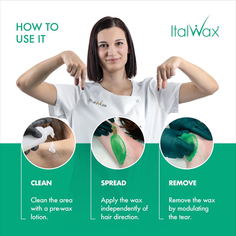 Italwax Top Line Emerald Hard Wax Beads 1.65 lb (750 g) – Ultra-Flexible Unscented Jelly Wax for Large Areas, Thin-Layer Application for Arms & Legs, Professional Use – Made in Italy