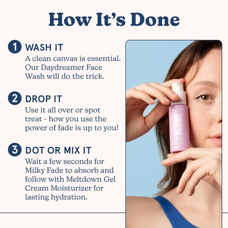 Blume Milky Fade Vitamin C Serum - Dark Spot Corrector with Niacinamide & Hyaluronic Acid | Vegan Hydrating Formula (1 oz)