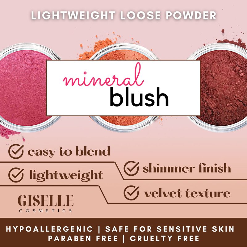 Giselle Cosmetics Giselle Doll - Blush Palette, Face Makeup, Make Up, Loose Powder, Matte Blush, Mineral Blush, Peach, Pink, Red, Travel Size, Talc Free