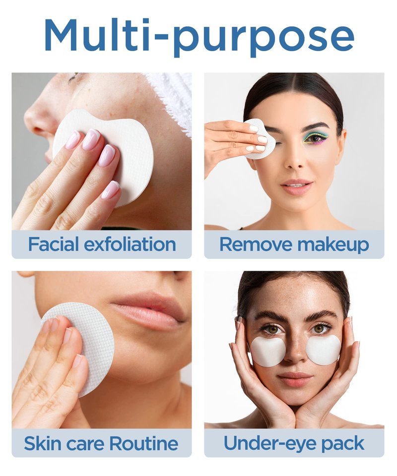 Exfoliating Pads - Double-Sided - Lint Free - for Makeup Remover and Toner - Rayon face Rounds - Rayon not Cotton Balls - Korean Toner Pad (180 Pads)