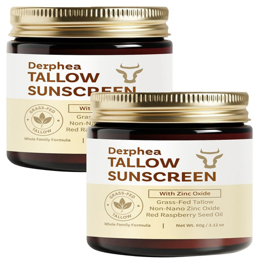 Beef Tallow Sunscreen (2 pack): SPF 50 Daily Sun Care for Extremely Sensitive, Acne-Prone & Kid-Safe Skin – Non-Toxic Sunblock with 22% Non-Nano Zinc Oxide, Clean Formula for Face & Body