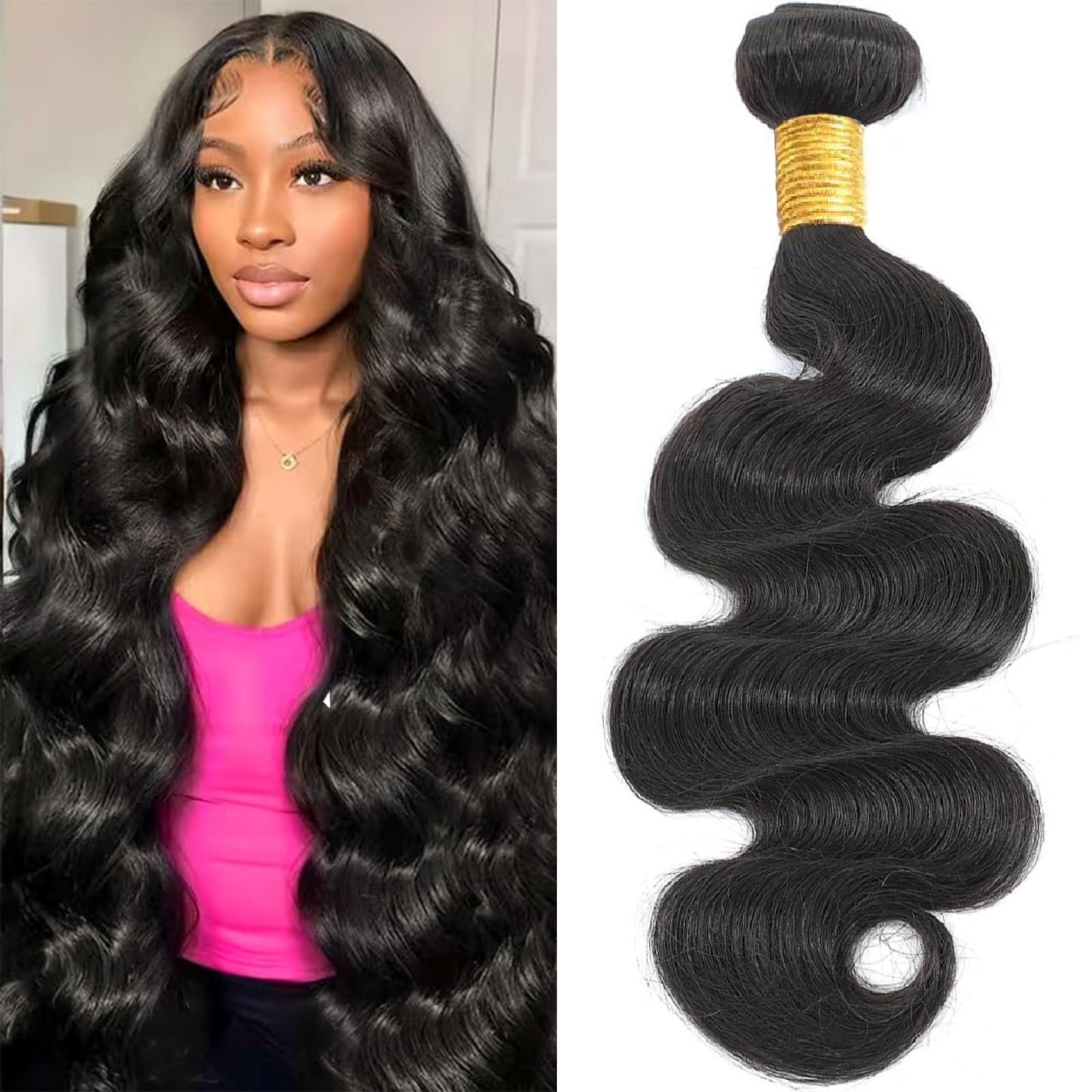 Aptatuse Body Wave Bundles Human Hair 24Inch 12A Human Hair Bundles 100% Unprocessed Brazilian Raw Virgin Hair Extensions 1 Bundle Natural Black