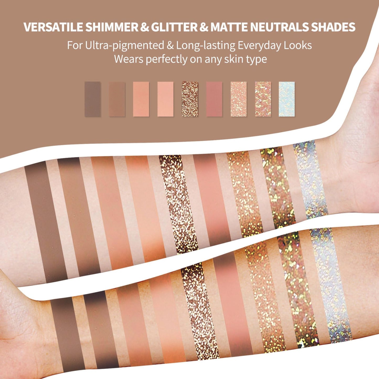 SUMEITANG 9 Colors Matte Naked Eyeshadow Palette Neutral Nude Smoky Eye Shadow Pallet Gray Taupe Brown High Pigmented Ultra-Blendable Waterproof Long Lasting Makeup Palettes Suitable for Older Women