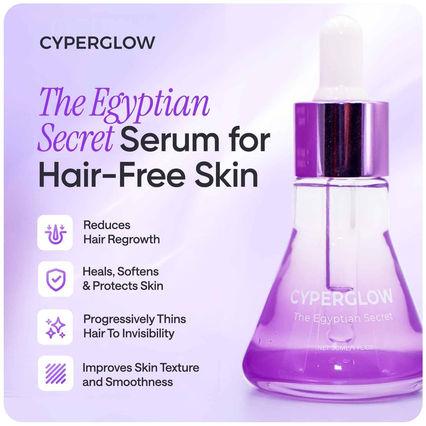 CYPERGLOW Cyperus Rotundus Skin Serum Oil, Natural Hair-Reducing & Shaving Oil for Women, Moisturising & Soothing for All Skin Types