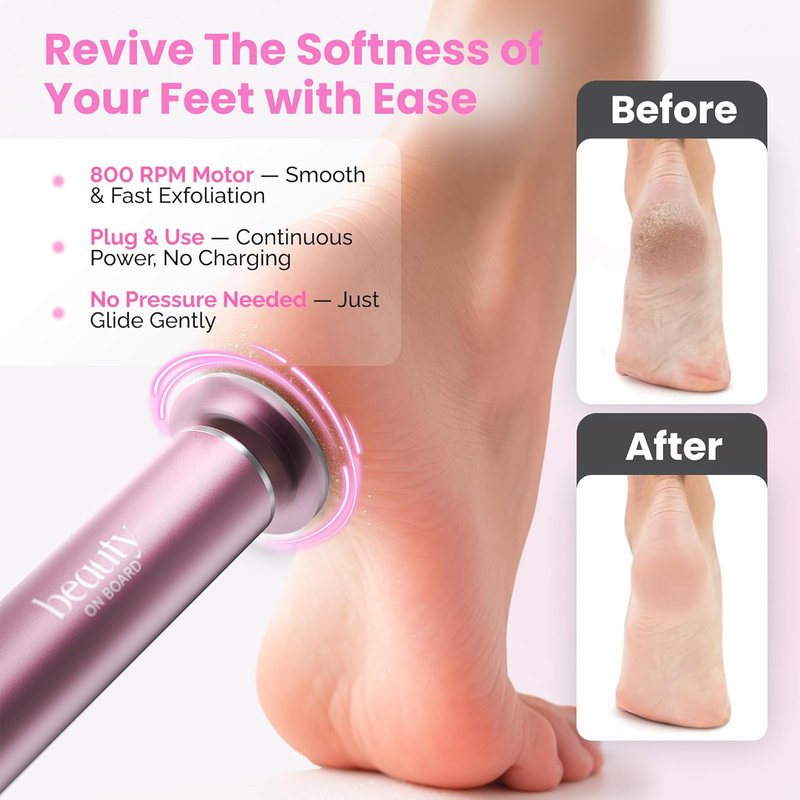 Electric Foot Callus Remover Tool - Aluminum Body with 60 Discs, Adjustable Speed, 800 RPM for Smooth Exfoliation