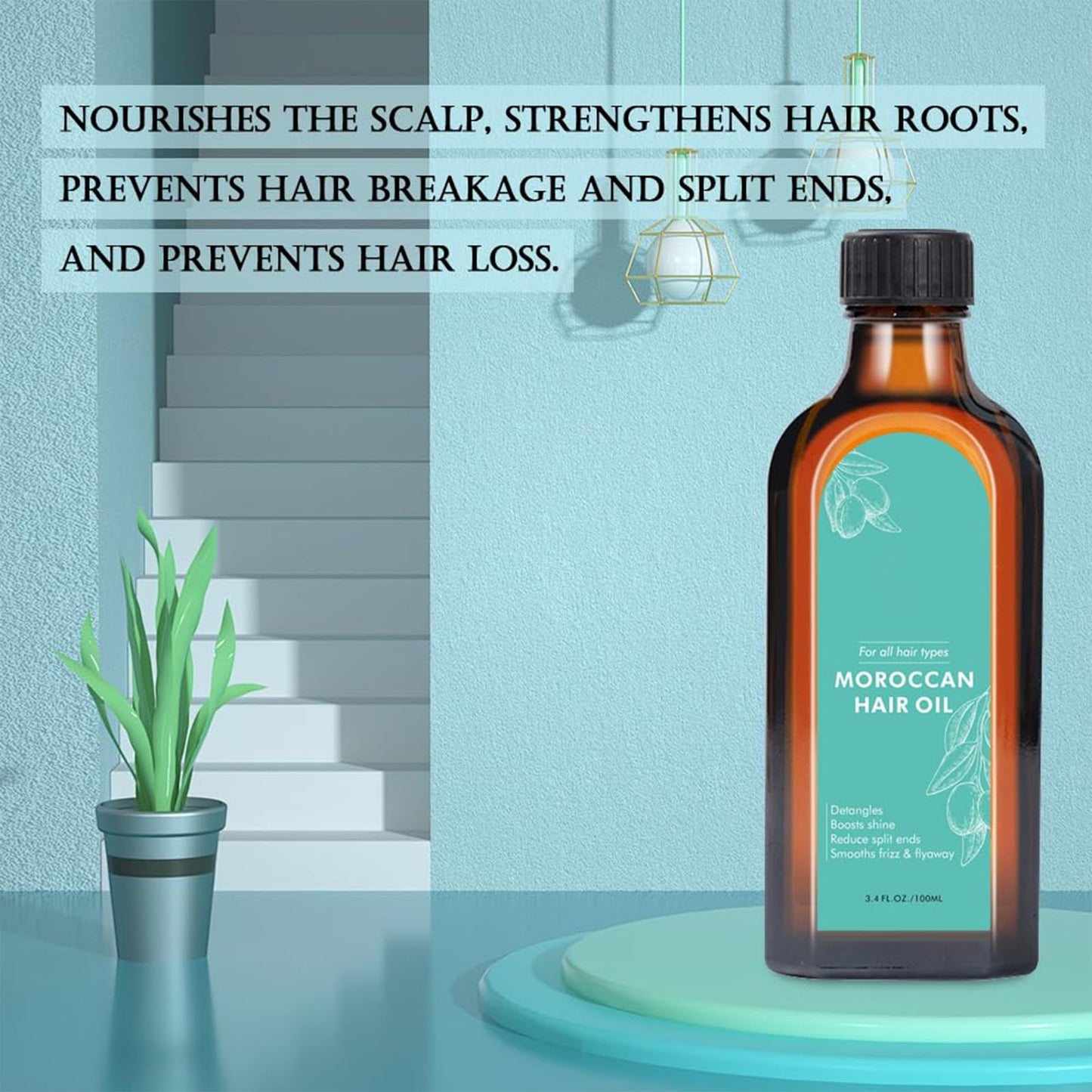 Fovcos Moroccan Argan Treatment Hair Oil for Luxurious Hair Care and Repair, Extra Strength Argan Treatment Hair Oil Treatment for Split Ends, Frizzy Hair and Flyaways (1, 100, Milliliters)
