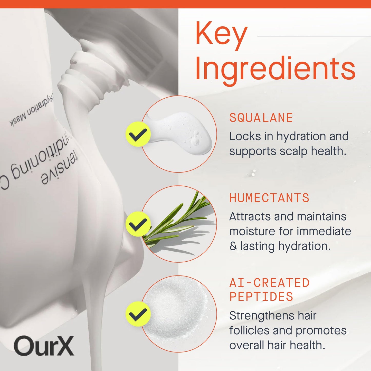 OurX Hydration Hair Mask – Intensive Conditioning Compound (300ml) | Deep Moisture & Repair for Curly, Coily & Frizzy Hair | Peptides + Squalane Formula for Hydrated, Defined Texture