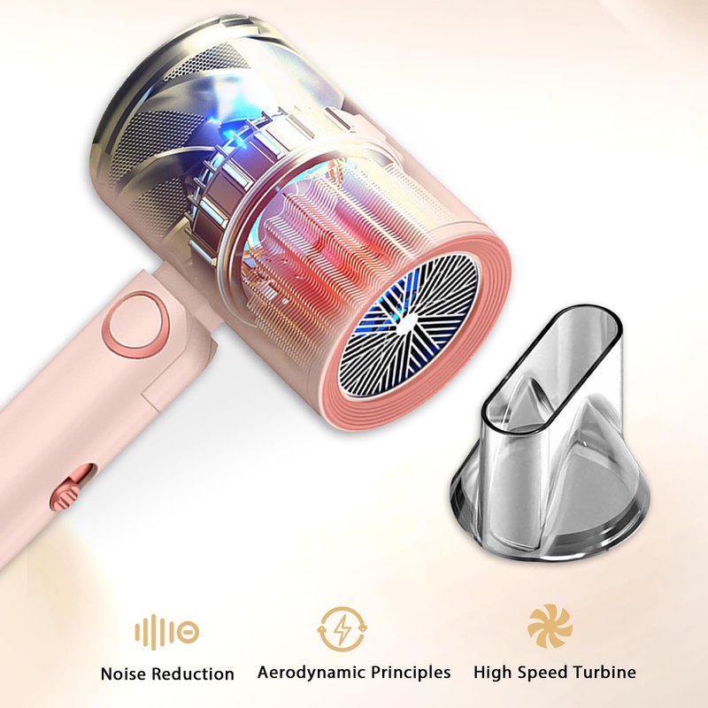 CLGTTBF Portable Hair Blow Dryer with Nozzle, Double Blue Light Hair Dryers for Women, 1000W Mini Travel Blow Dryer，Pink